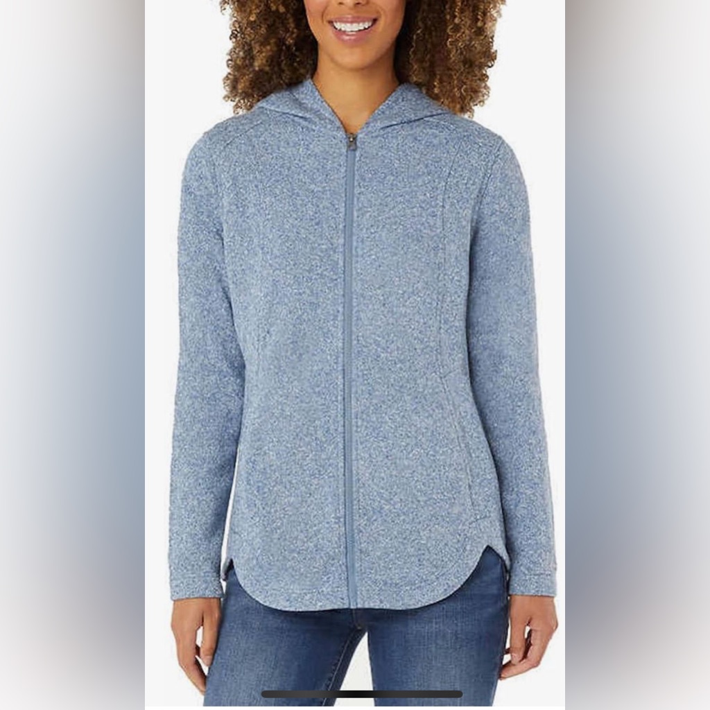 Eddie Bauer Womens Radiator Fleece Full Zip Hooded Jacket Blue Xs